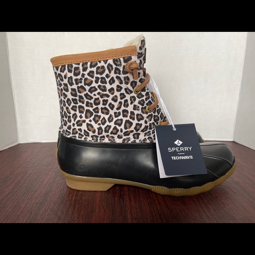 SPERRY Saltwater Duck Boots Animal Print Size 6.5